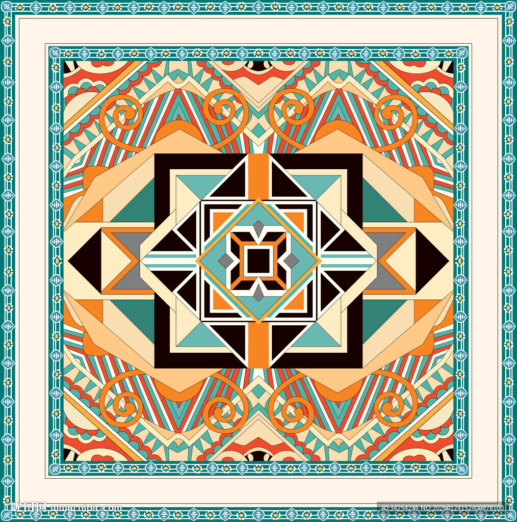 方巾 几何图案民族风装饰画