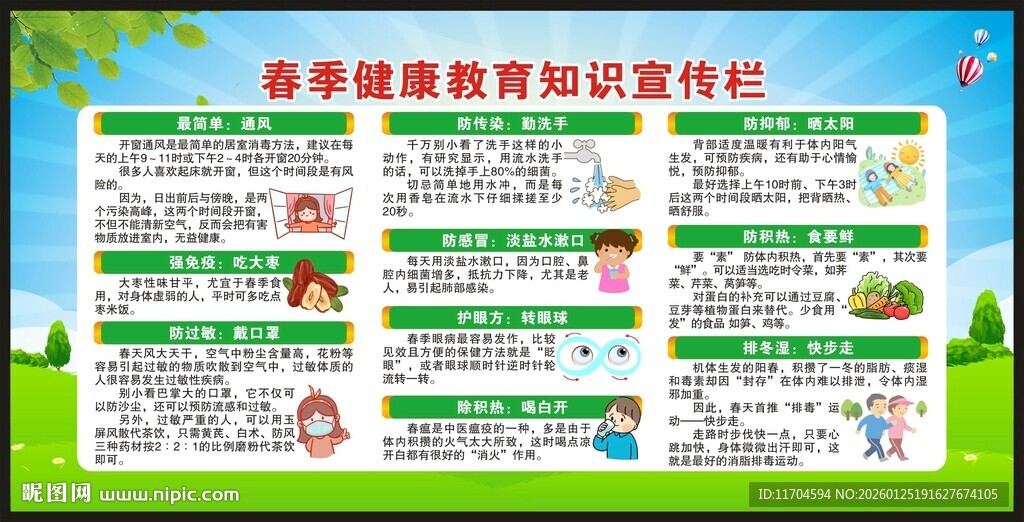 春季健康教育知识宣传栏