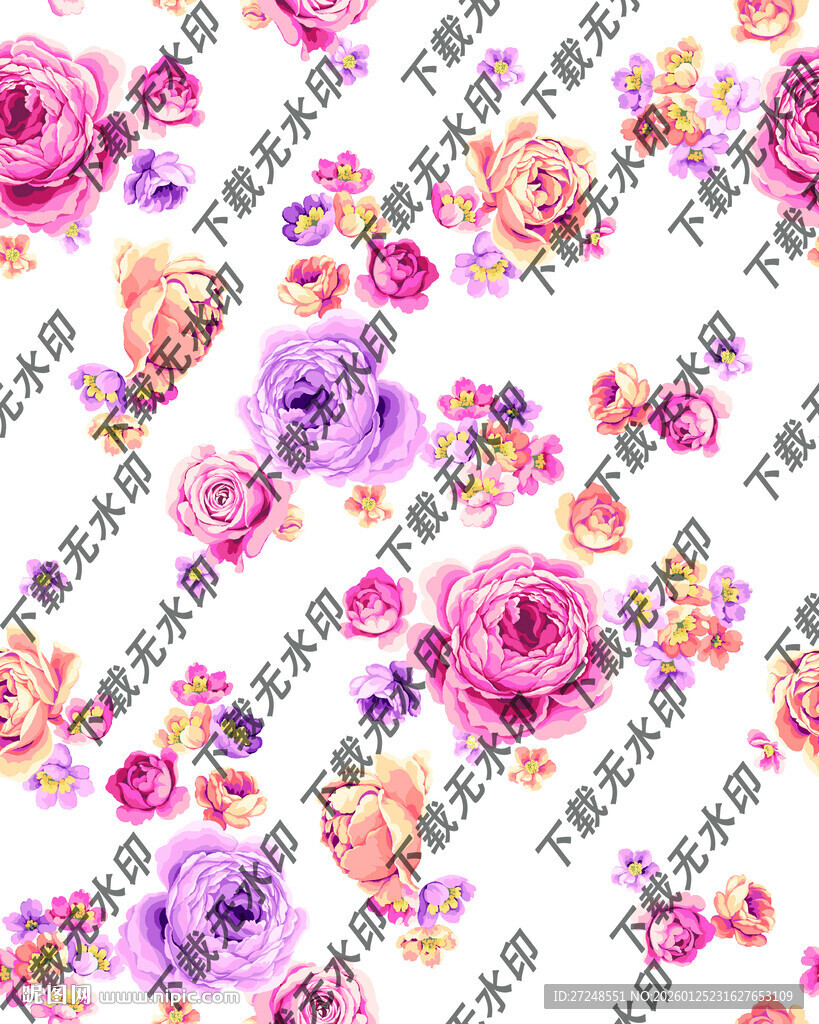 水彩花大牌花小碎花手绘花