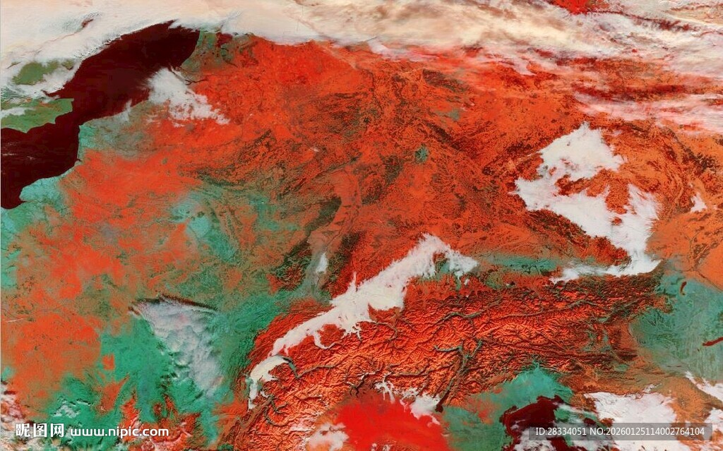 红绿彩色岩石纹理