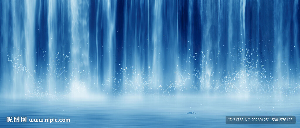 流水生财瀑布山水风景幕墙