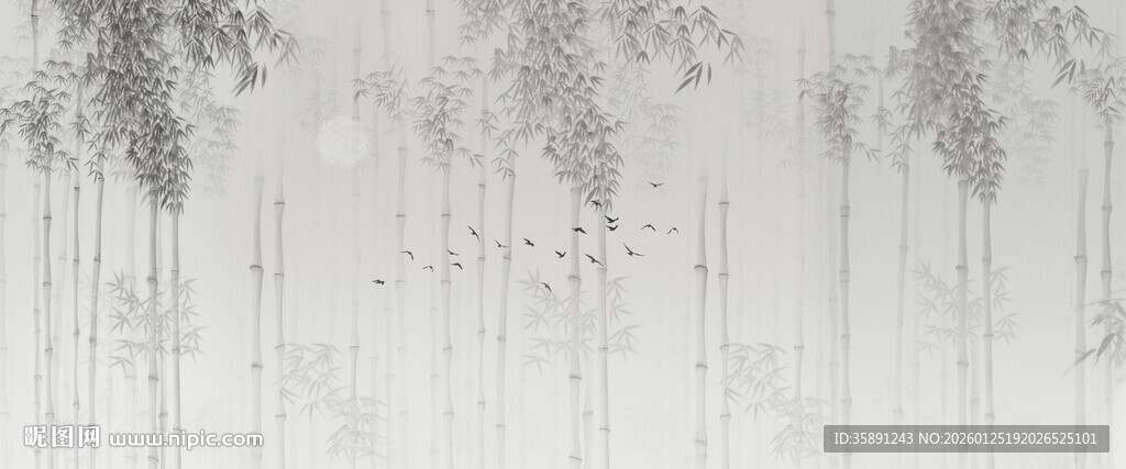 新中式灯箱水墨竹子