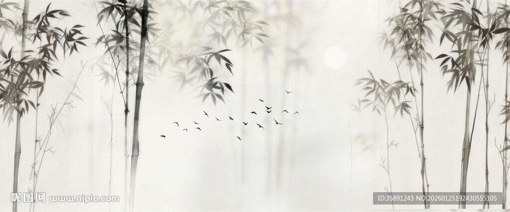 新中式灯箱水墨竹子