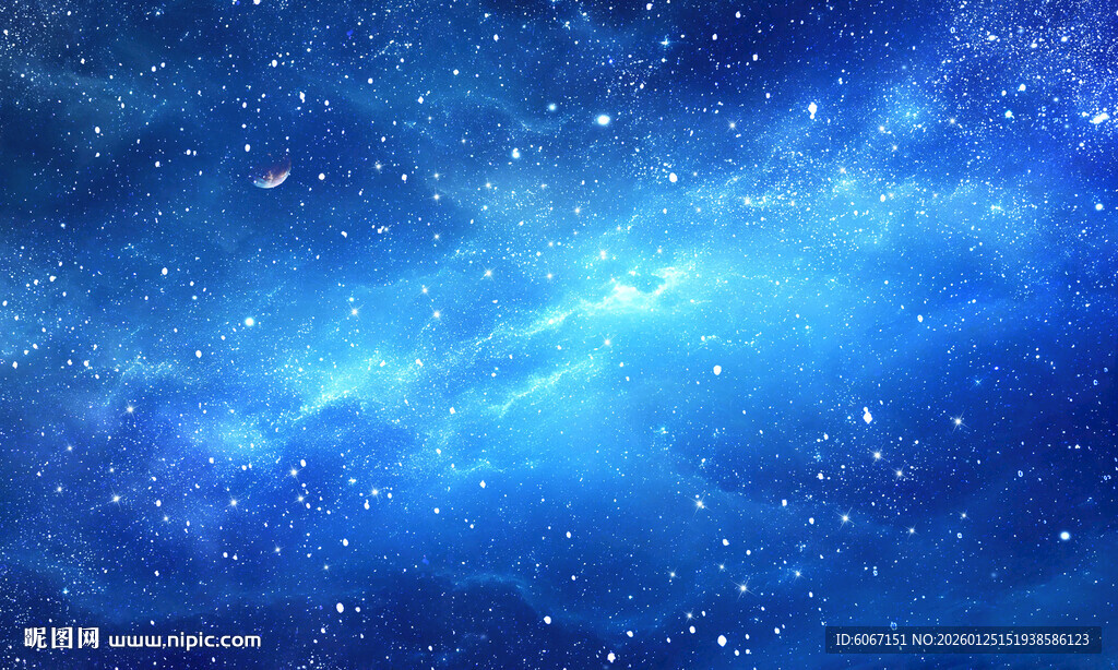 唯美蓝色星空装饰画背景图