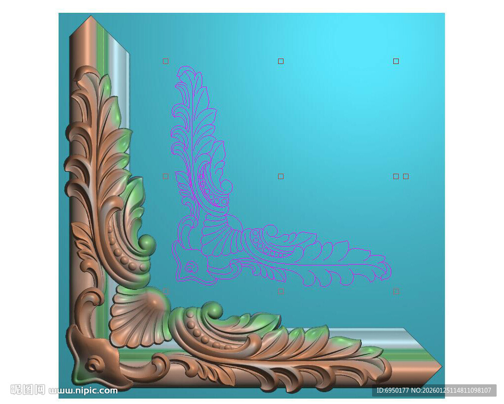 洋花边框角花欧式边角精雕图灰度