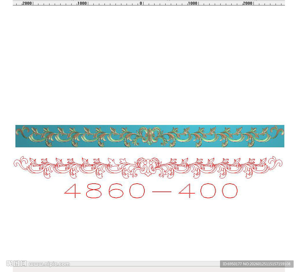 长方形洋花贴花精雕图灰度浮雕图