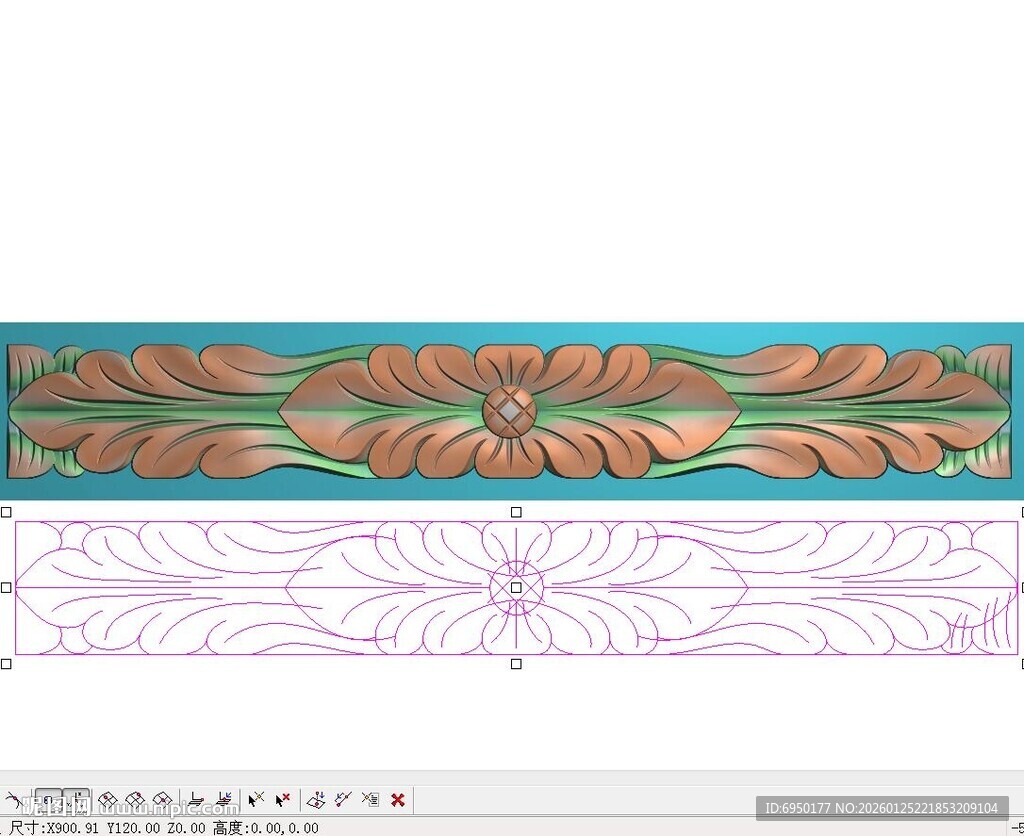 横向藏式洋花横板花板精雕图灰度