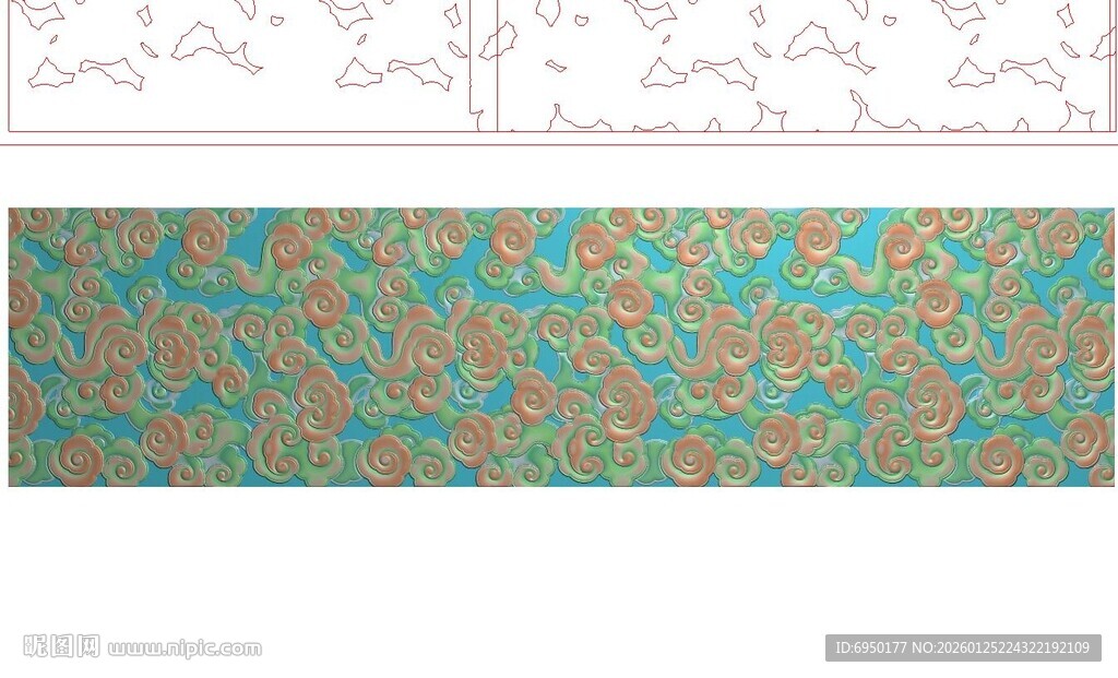 镂空祥云满云精雕图灰度图浮雕图