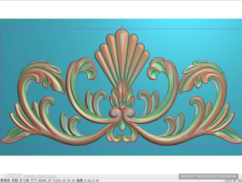 横向石雕洋花欧式洋贴花精雕图