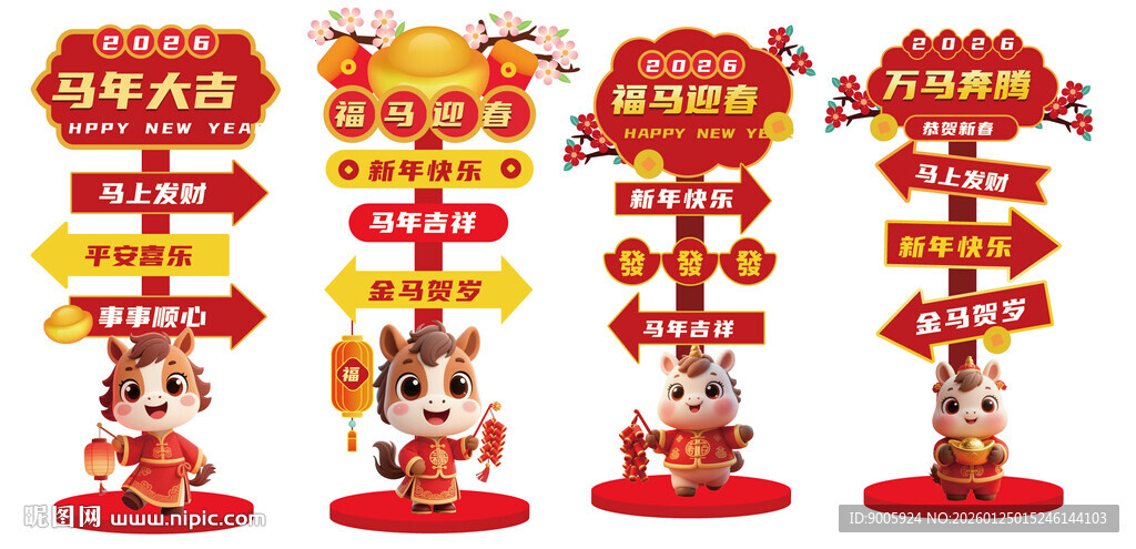 新年招财卡通指示牌摆件