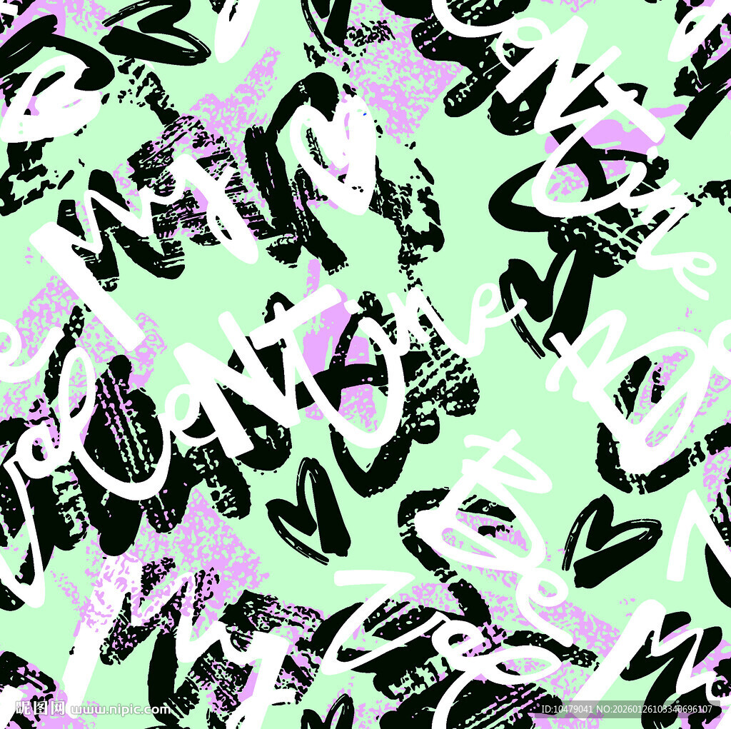 英文涂鸦风抽象图案