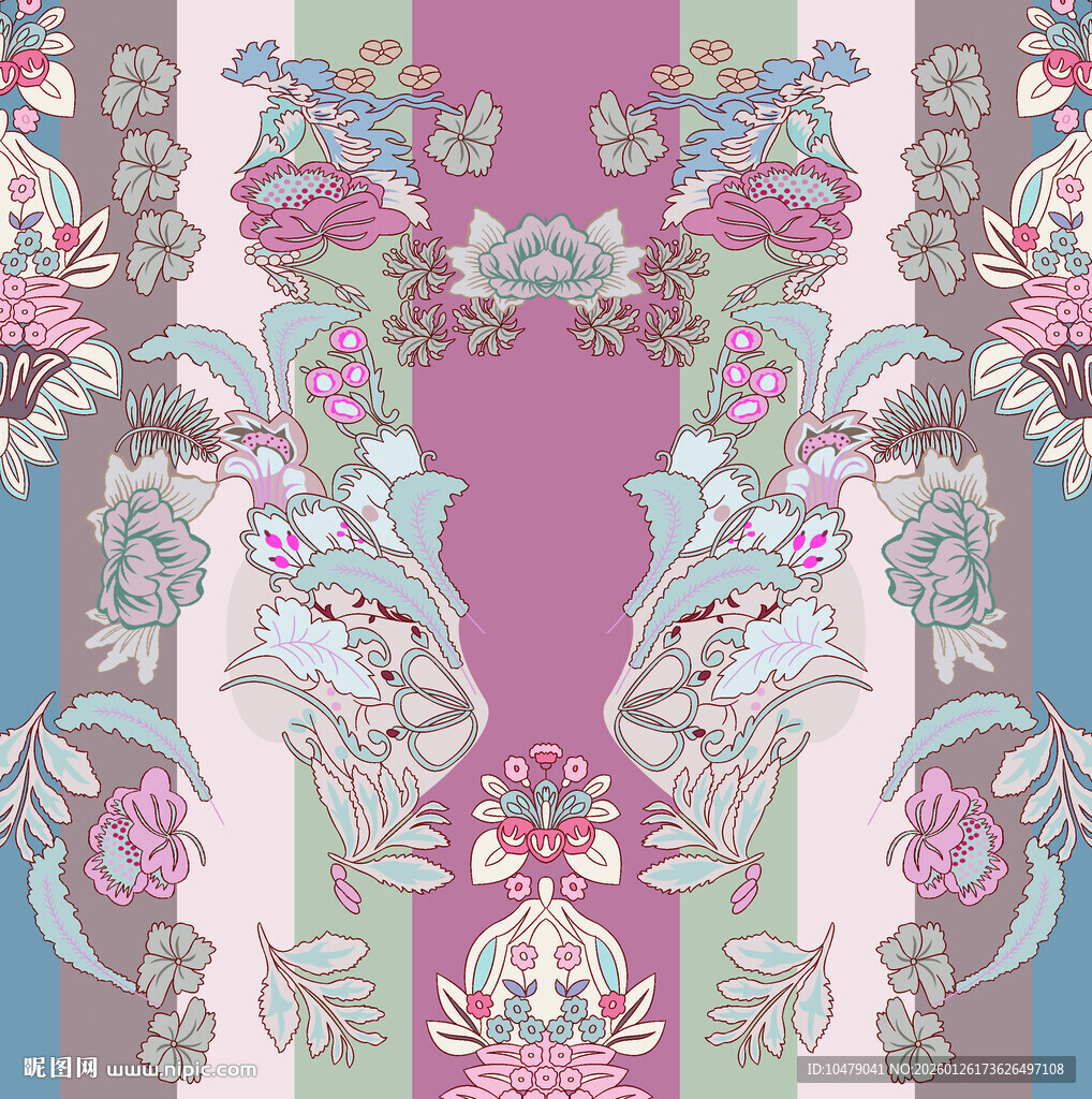 复古花卉几何拼接图案