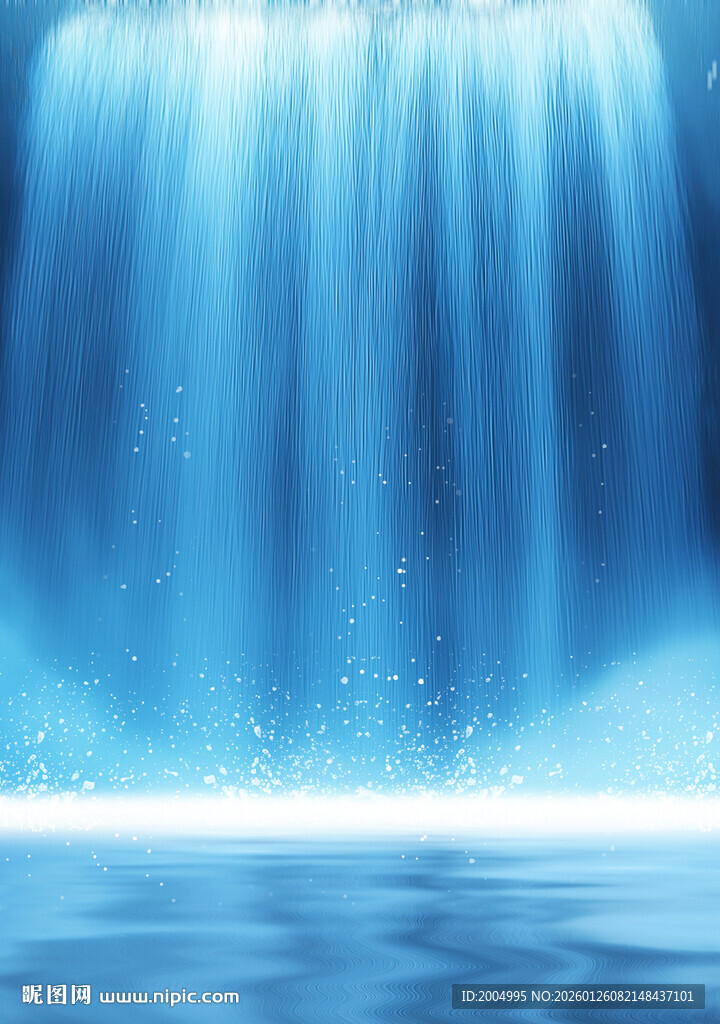 梦幻蓝色瀑布景观