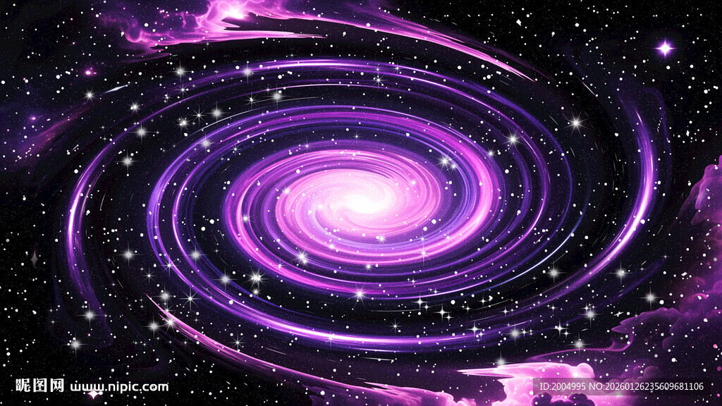 梦幻紫色星系漩涡星空