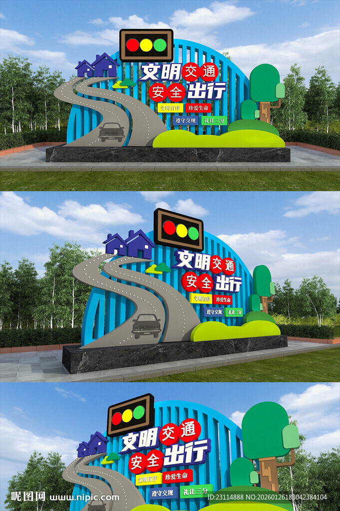 安全出行创意户外彩色立体指示牌