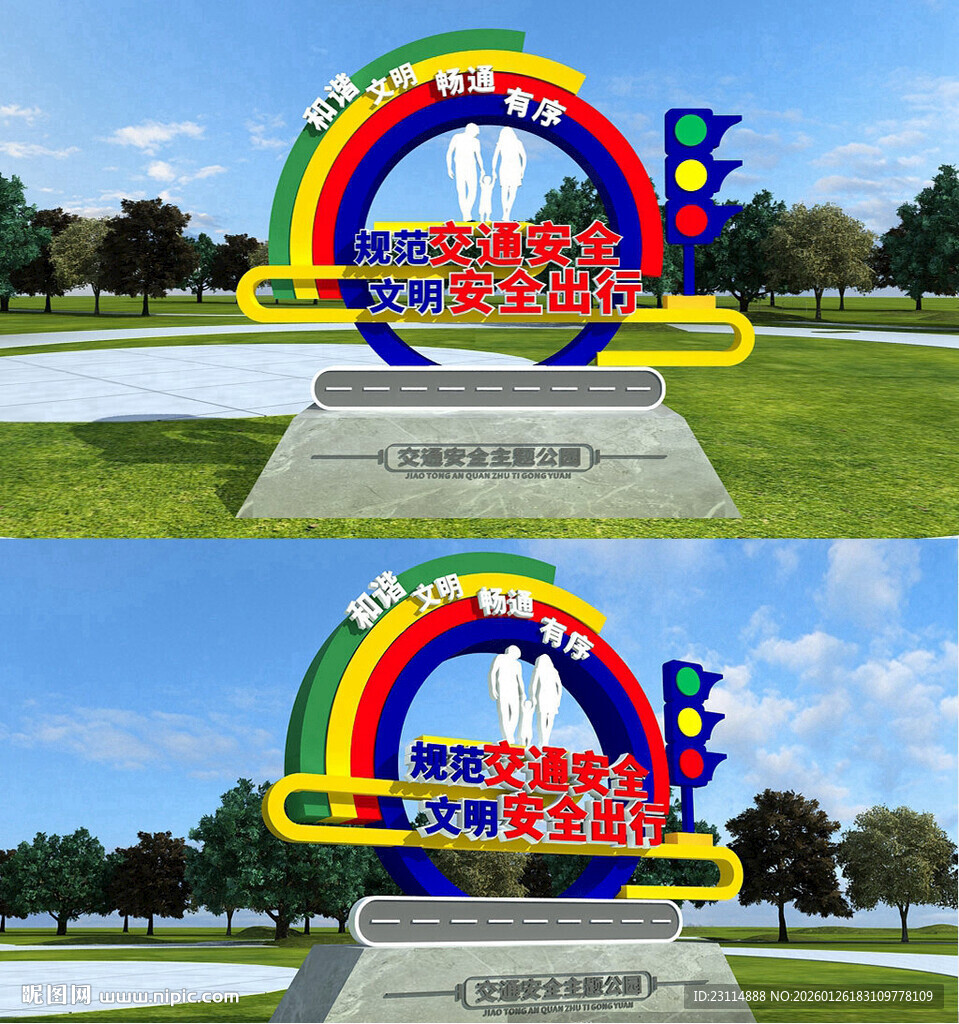 安全出行多彩校园主题景观雕塑