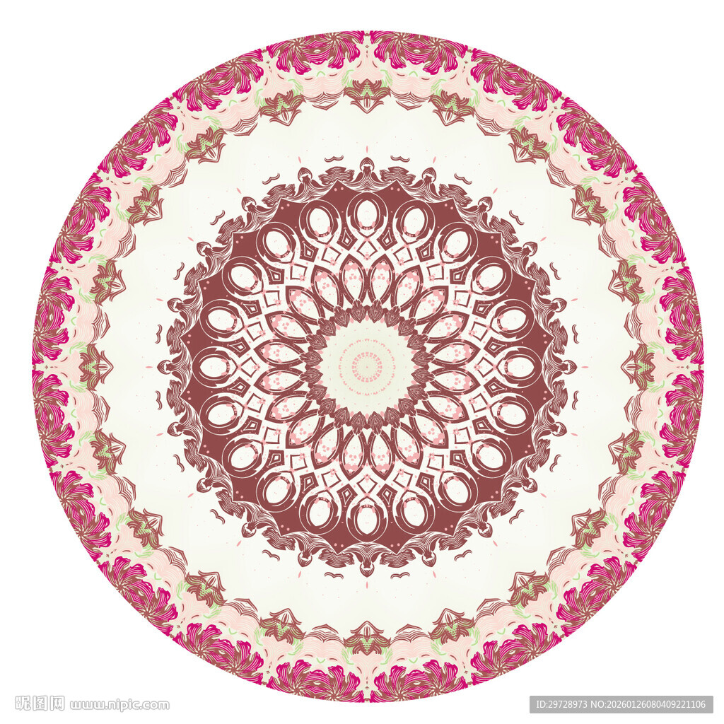 圆形高档轻奢古典花纹图案