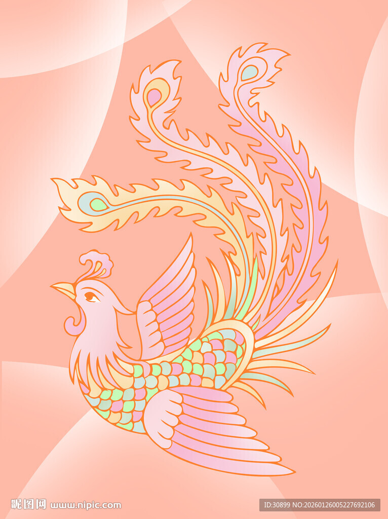 梦幻彩色凤凰图案设计