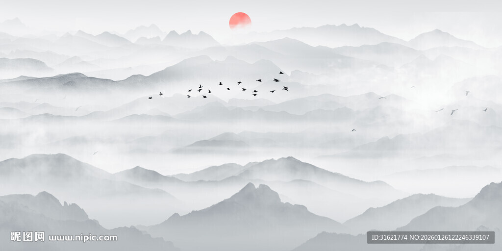 意境水墨山水画