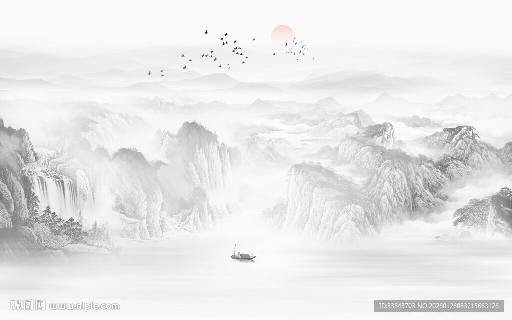 新中式水墨山水画