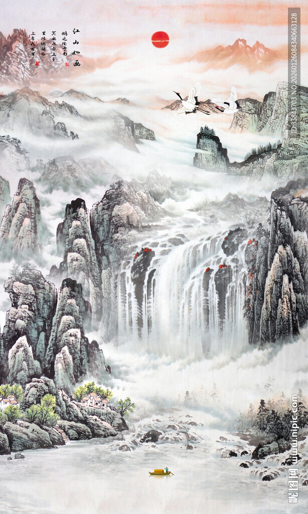 竖幅玄关山水画 