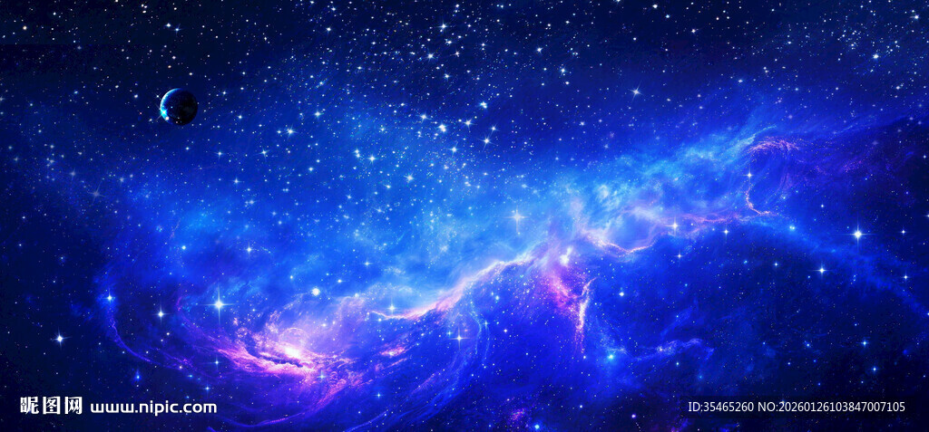 梦幻蓝色星空背景图