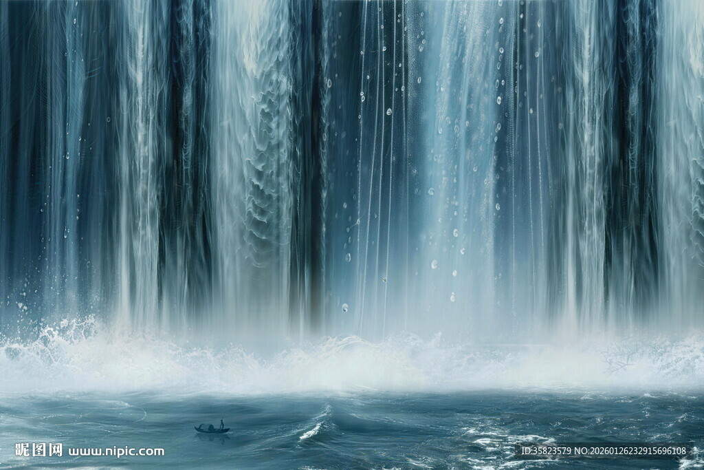 蓝色瀑布背景图