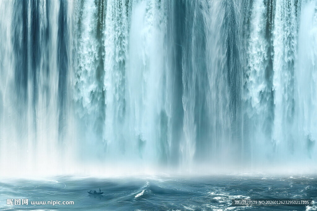 蓝色瀑布背景图