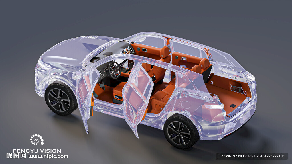 透明汽车模型展示内部构造