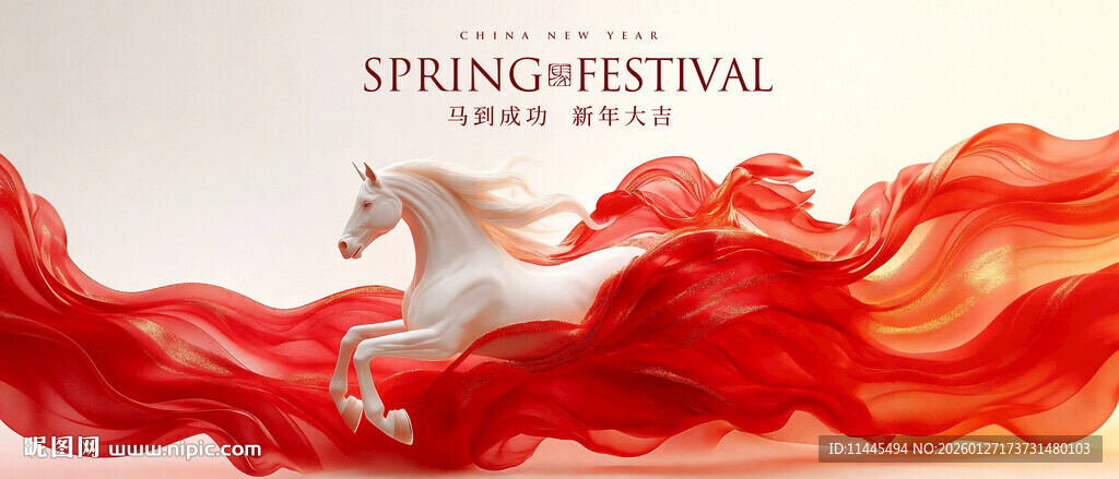 奔腾白马伴红色年会图片