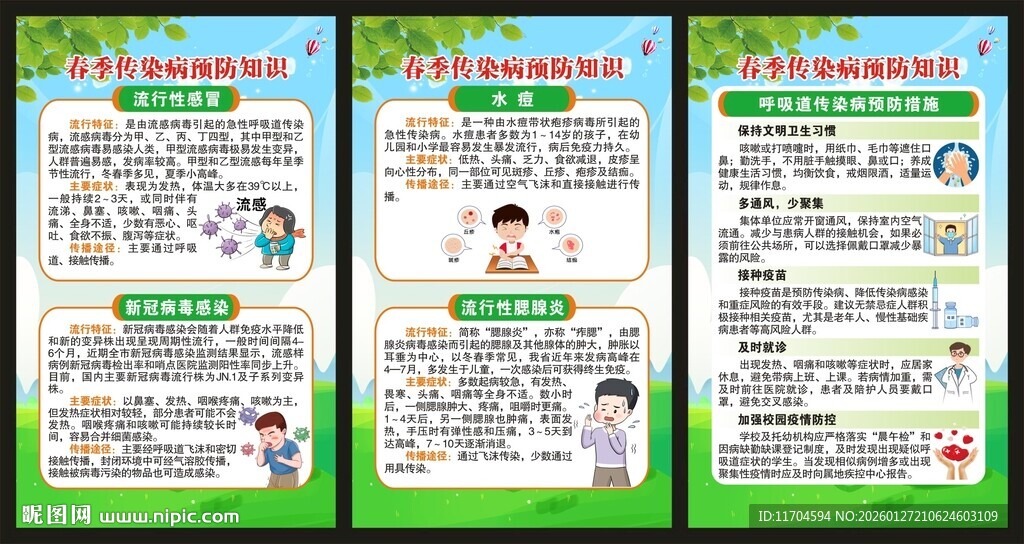 春季传染病预防知识展板