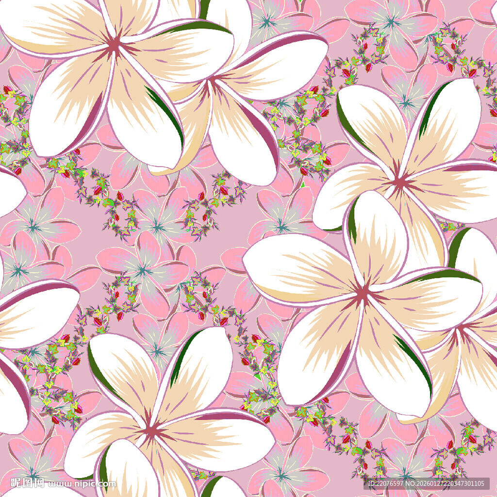 粉色背景的鸡蛋花图案