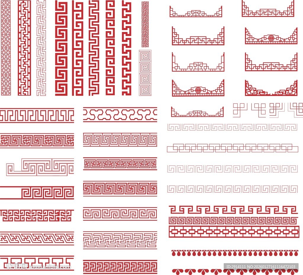 红色花纹图案集