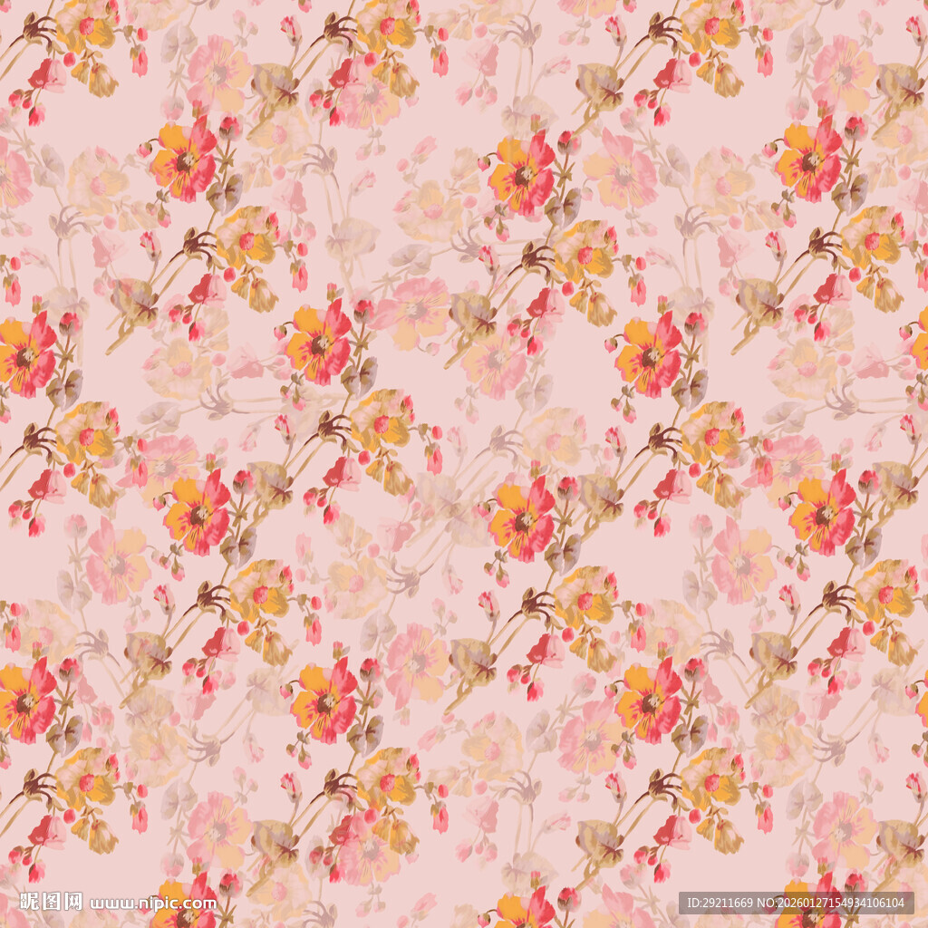 粉色碎花复古风背景图案