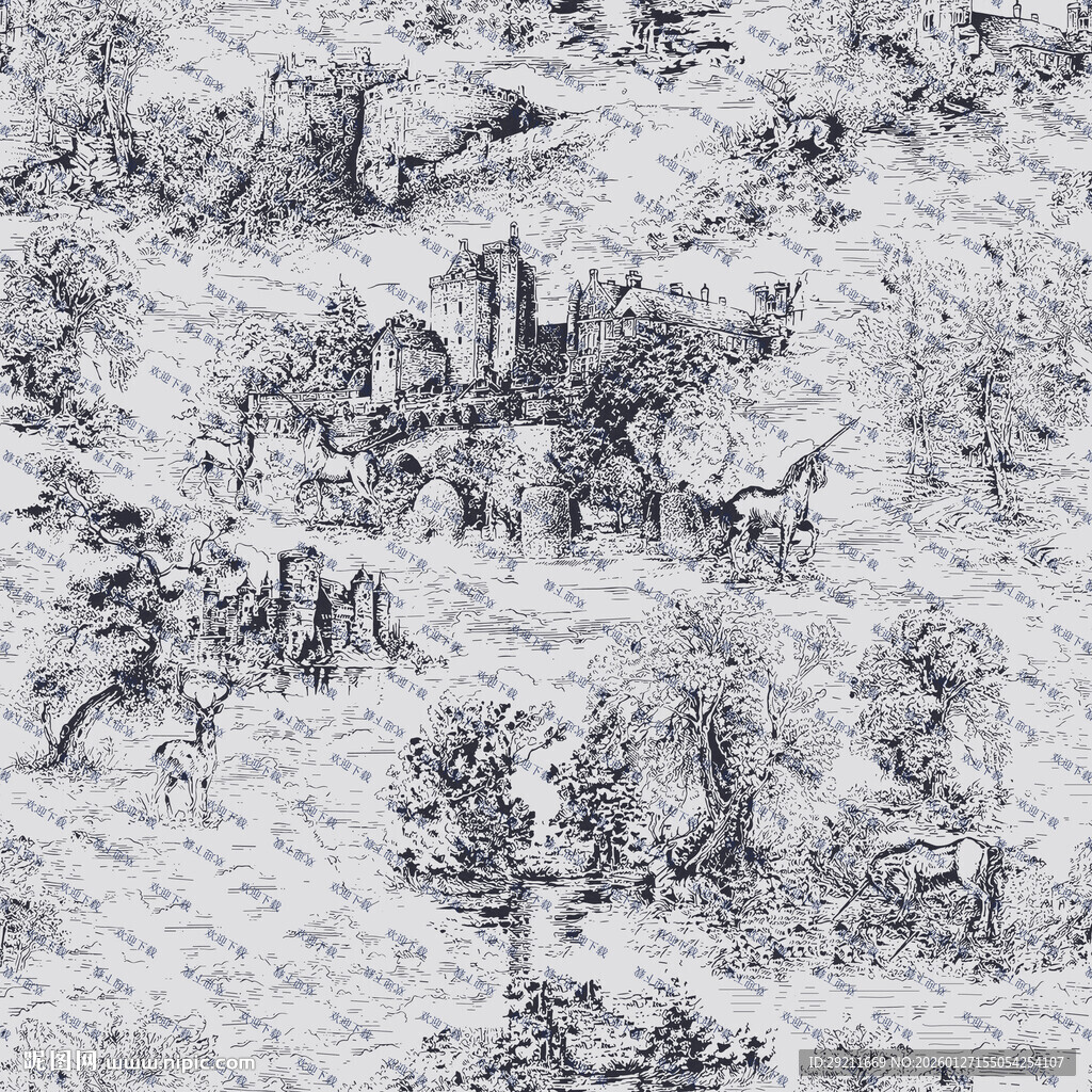 古代战争场景黑白插画