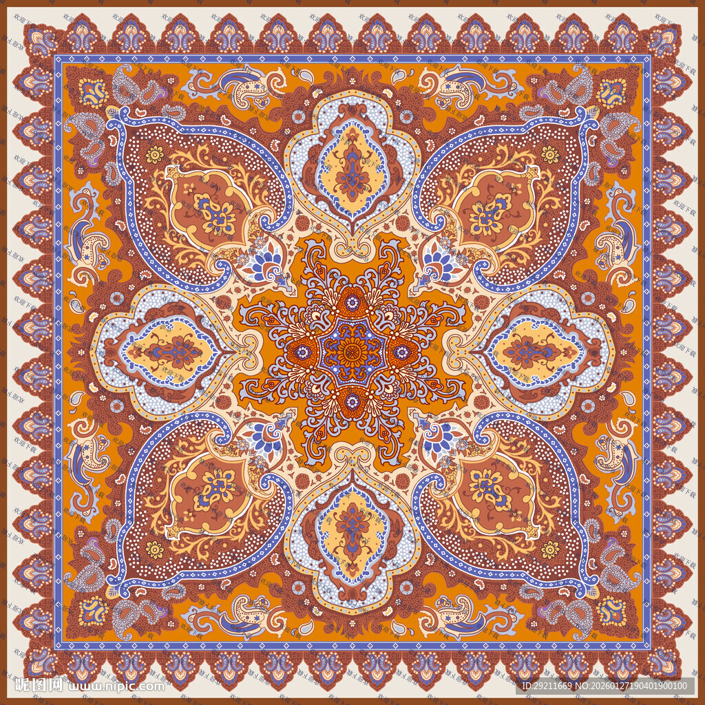 复古花纹方形图案