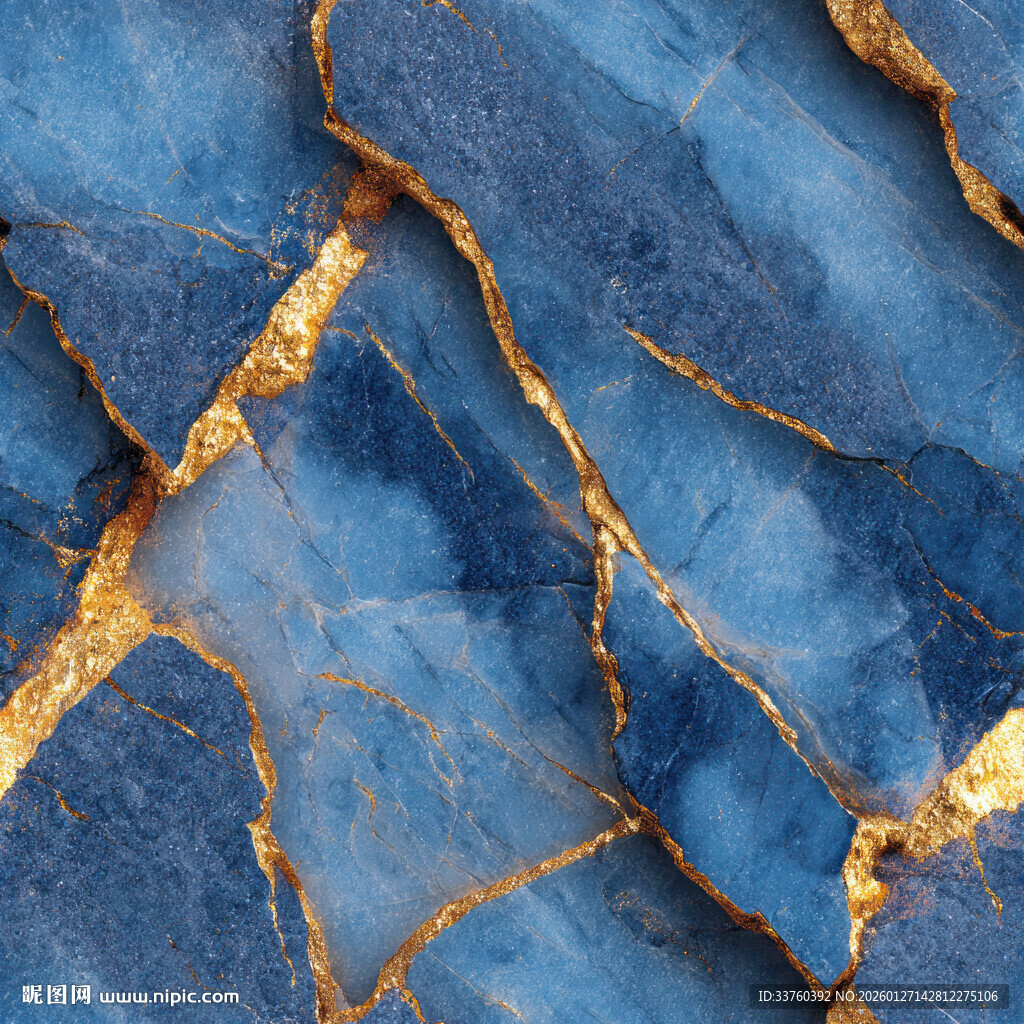 蓝色金纹大理石纹理