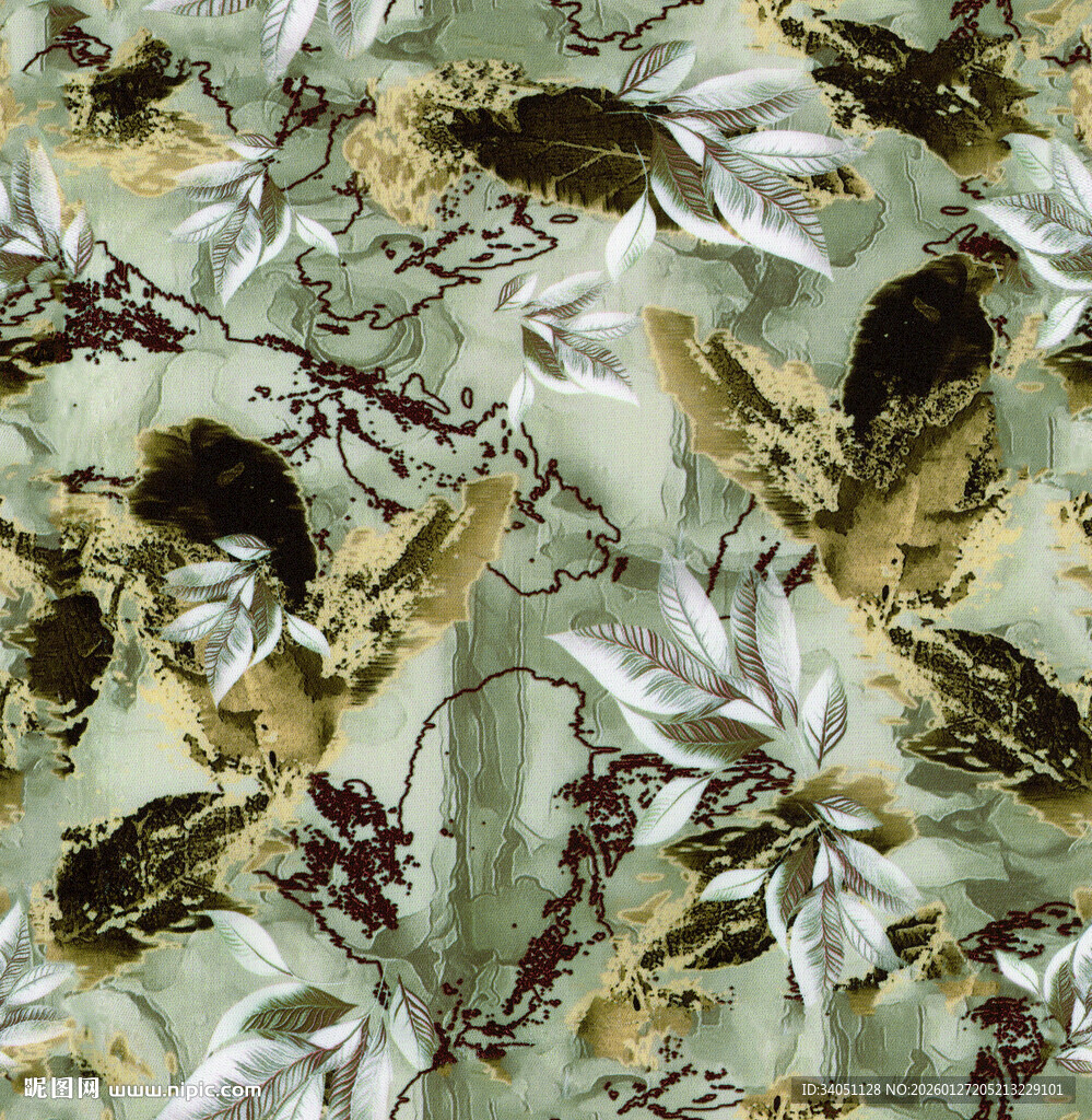 迷彩树叶图案布料纹理