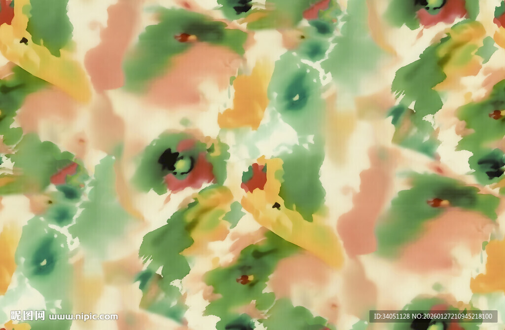 水彩风格抽象花卉图案