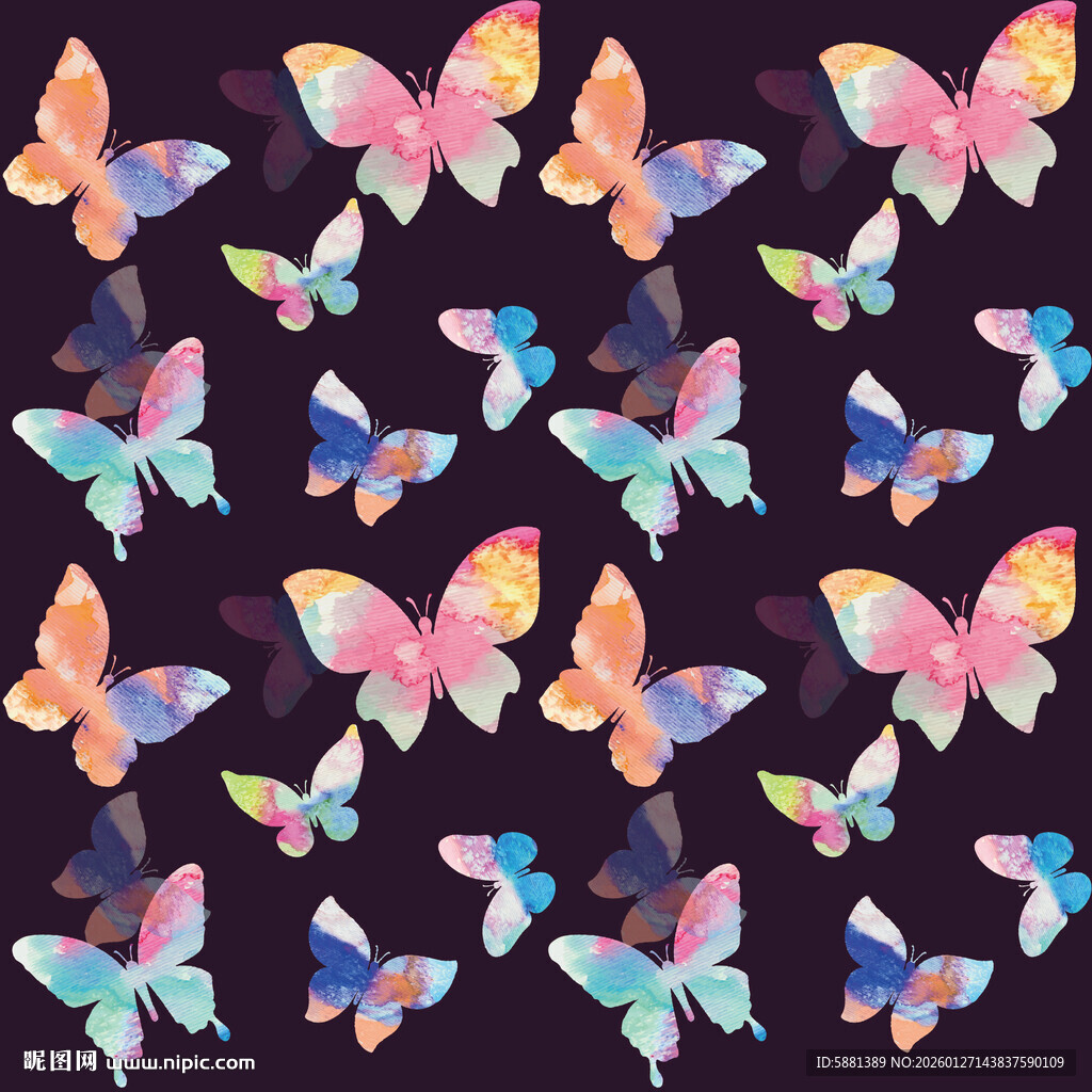 多彩蝴蝶图案背景
