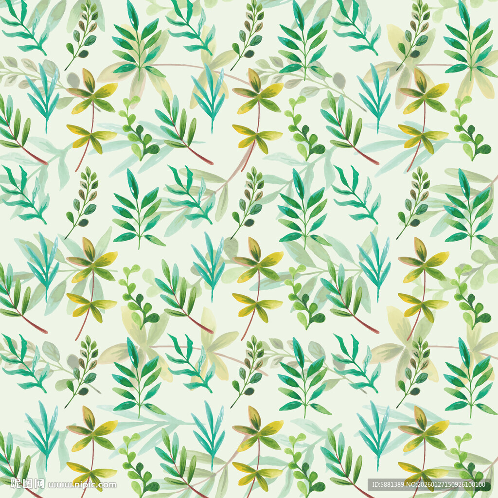 清新绿植花卉图案背景