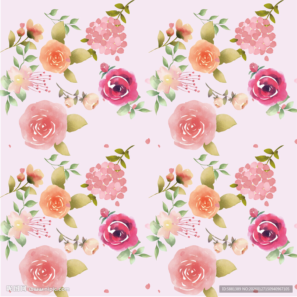 粉色花卉印染纺织品图案背景