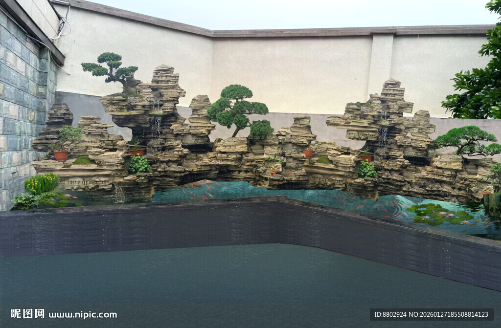 假山水池设计效果图