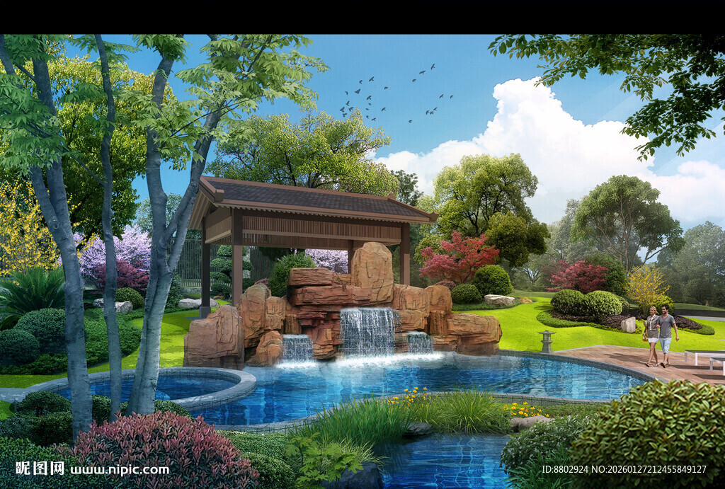 假山水池设计效果图