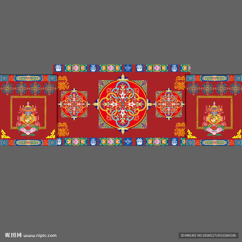 藏式传统吉祥图案装饰婚礼背景