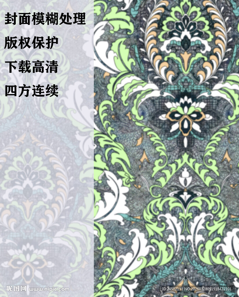 复古风绿色花卉图案纹理