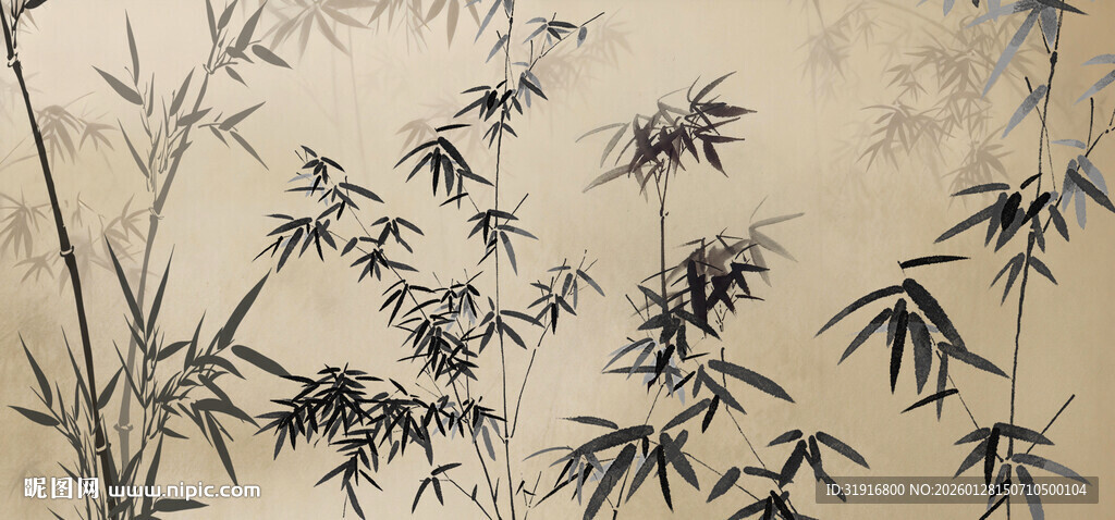 新中式水墨竹子