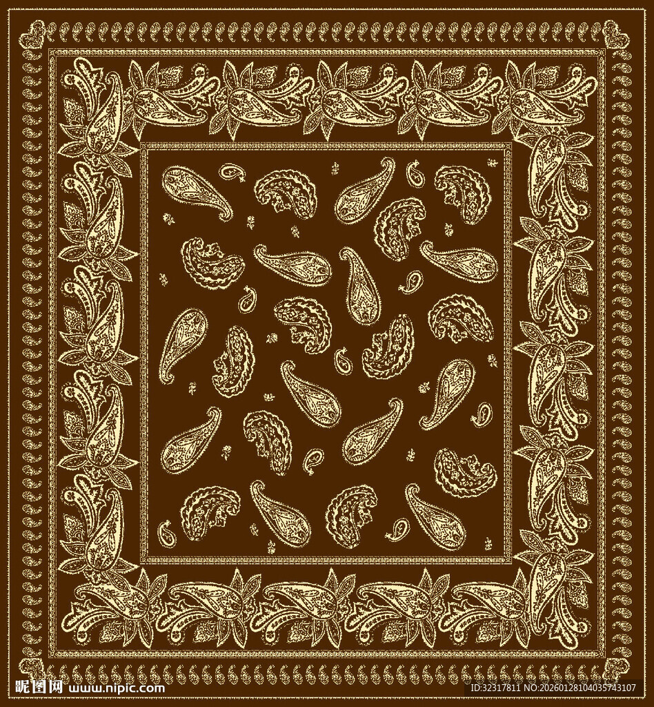 复古花纹方形精美地毯图案