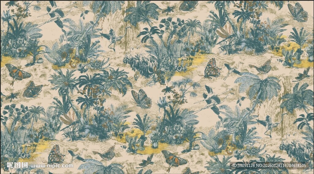 复古花卉图案布料纹理