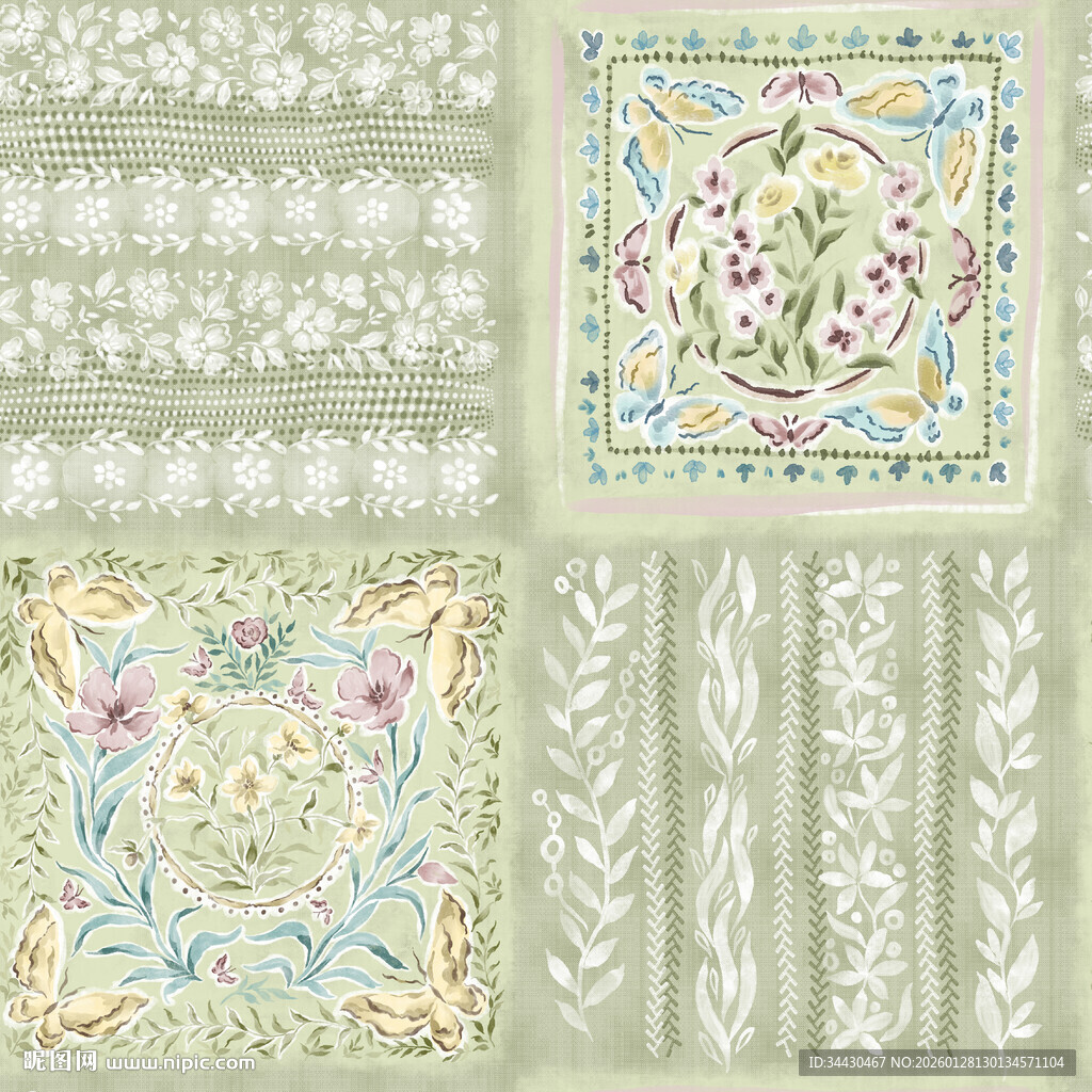 复古花卉边框纹理图案集